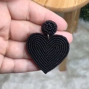 Black fully Beaded heart earrings